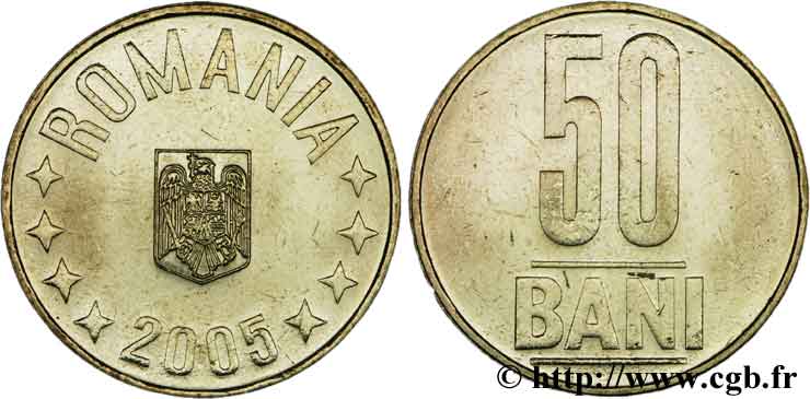 ROMANIA 50 Bani emblème 50 nouveaux Bani = 5000 anciens Lei 2005  MS 