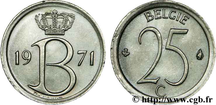 BELGIQUE 25 Centimes légende flamande, frappe monnaie 1971  SUP 