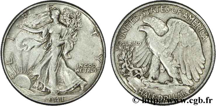 ÉTATS-UNIS D AMÉRIQUE 1/2 Dollar Walking Liberty 1941 Philadelphie TB+ 