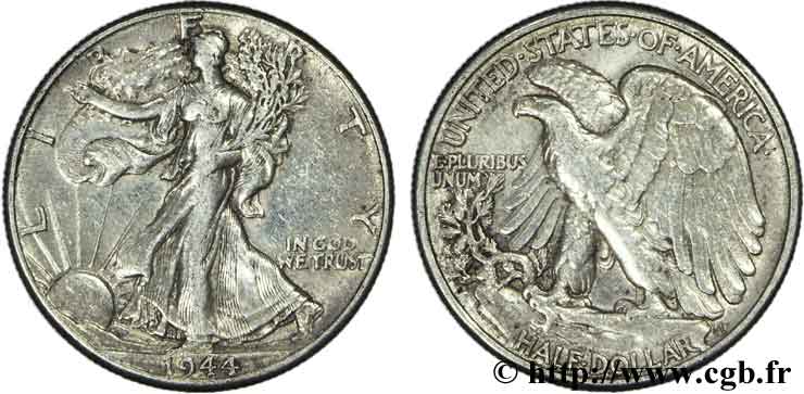 ÉTATS-UNIS D AMÉRIQUE 1/2 Dollar Walking Liberty 1943 Philadelphie TTB+ 