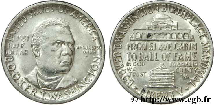 ÉTATS-UNIS D AMÉRIQUE 1/2 Dollar Booker T. Washington Memorial 1951 Philadelphie SUP 