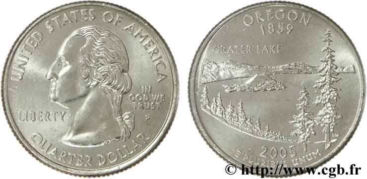 UNITED STATES OF AMERICA 1/4 Dollar Oregon : Crater Lake 2005 Philadelphie MS 