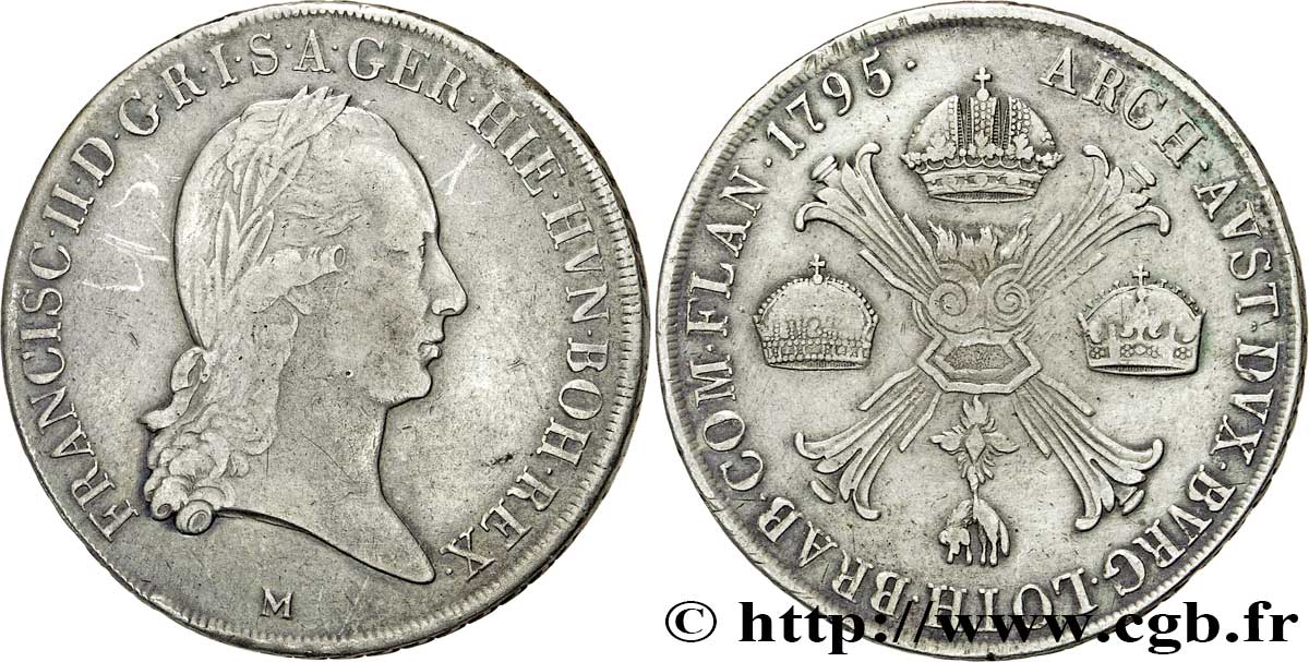 ITALIE - LOMBARDIE 1 Kronenthaler Lombardie François II d’Autriche 1796 Milan - M TB+ 