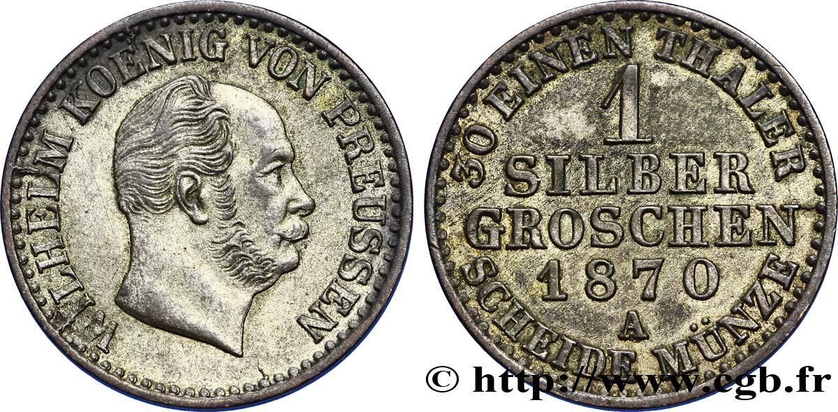 ALLEMAGNE - PRUSSE 1/2 Silbergroschen Royaume de Prusse Guillaume Ier 1870 Berlin SUP 