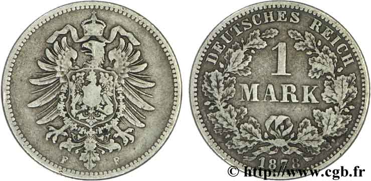 ALLEMAGNE 1 Mark Empire aigle impérial 1878 Stuttgart - F TTB 