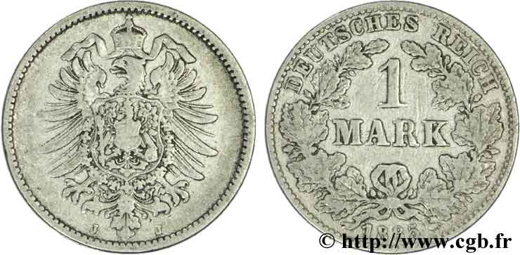 ALLEMAGNE 1 Mark Empire aigle impérial 1885 Hambourg - J TB+ 