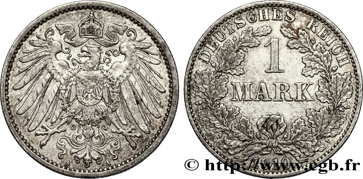 ALLEMAGNE 1 Mark Empire aigle impérial 2e type 1910 Berlin SUP 