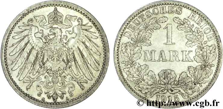 ALLEMAGNE 1 Mark Empire aigle impérial 2e type 1915 Berlin SUP 