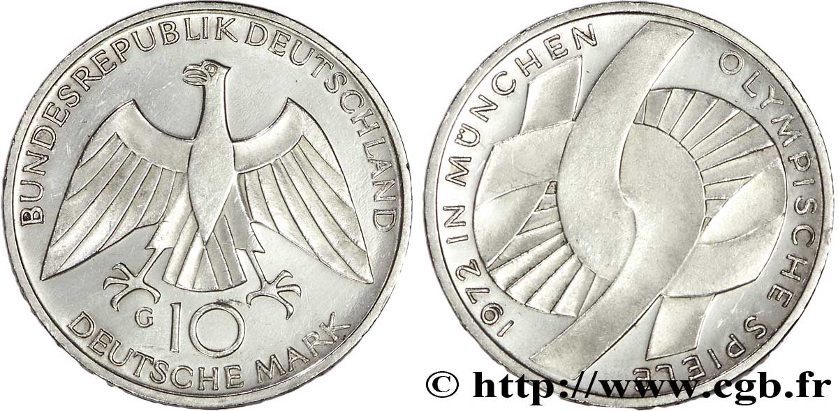 GERMANY 10 Mark BE (proof) XXe J.O. Munich : l’idéal olympique / aigle 1972 Karlsruhe - G AU 
