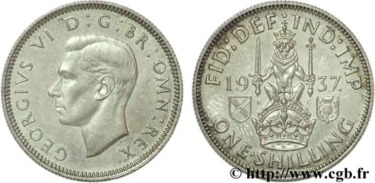 ROYAUME-UNI 1 Shilling Georges VI “Scotland reverse” 1937  SUP 