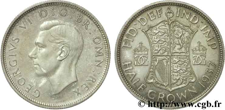 ROYAUME-UNI 1/2 Crown Georges VI 1937  SPL 