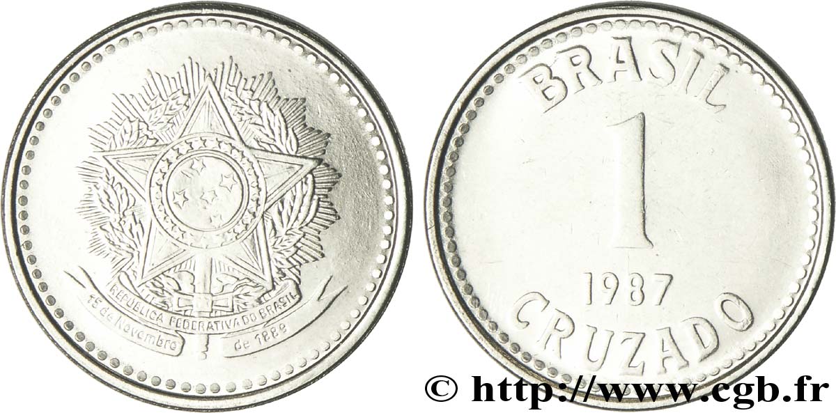 BRÉSIL 1 Cruzado emblème 1987  SPL 