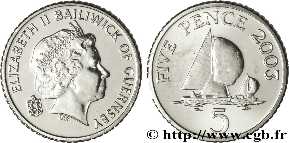 GUERNESEY 5 Pence Elisabeth II / voilier 2003  SPL 