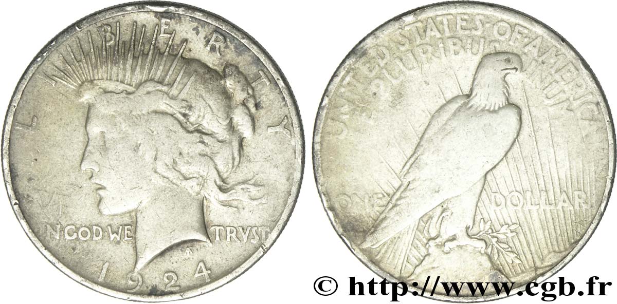 ÉTATS-UNIS D AMÉRIQUE 1 Dollar type Peace 1924 Philadelphie TB 