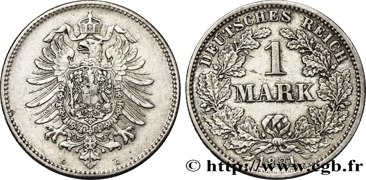 GERMANY 1 Mark Empire aigle impérial 1881 Karlsruhe - G AU 