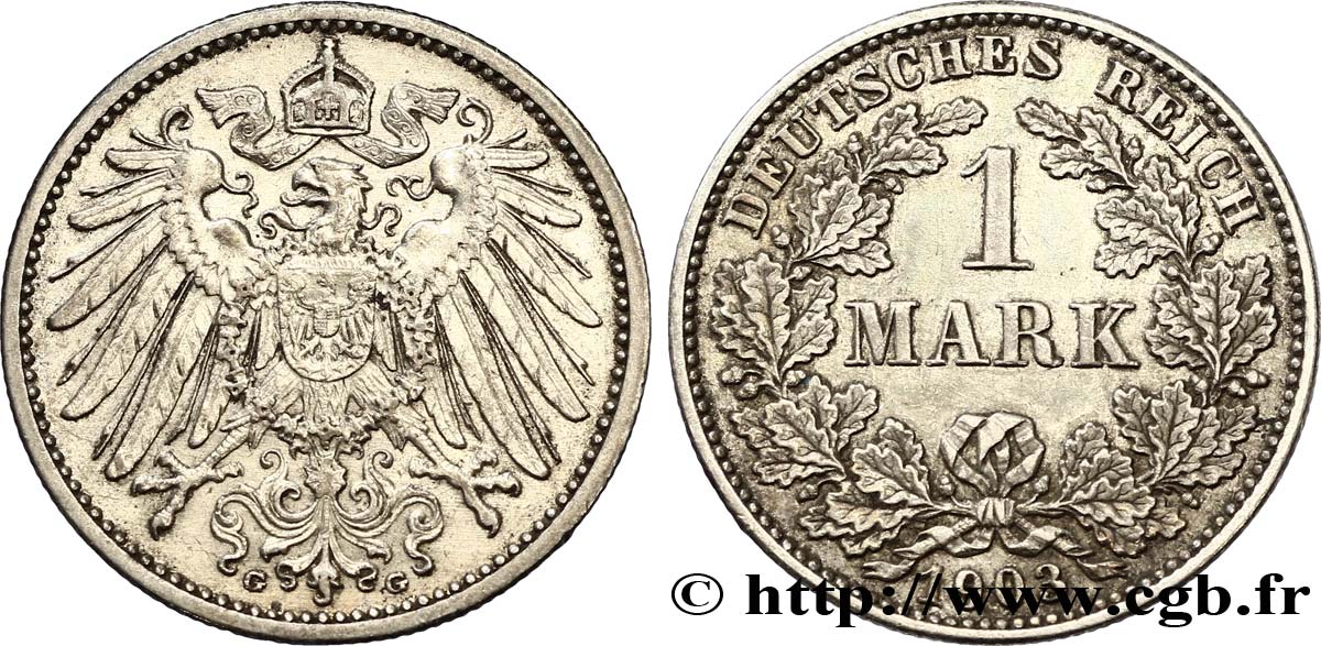 ALLEMAGNE 1 Mark Empire aigle impérial 2e type 1903 Karlsruhe - G SUP 