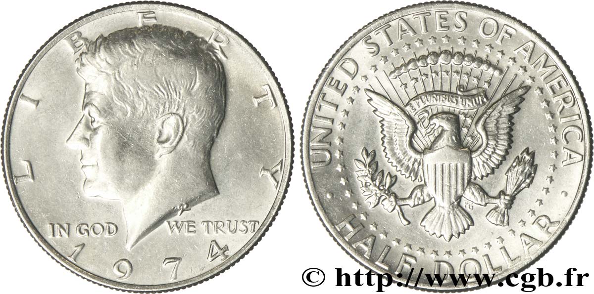 ÉTATS-UNIS D AMÉRIQUE 1/2 Dollar Kennedy 1974 Philadelphie SPL 