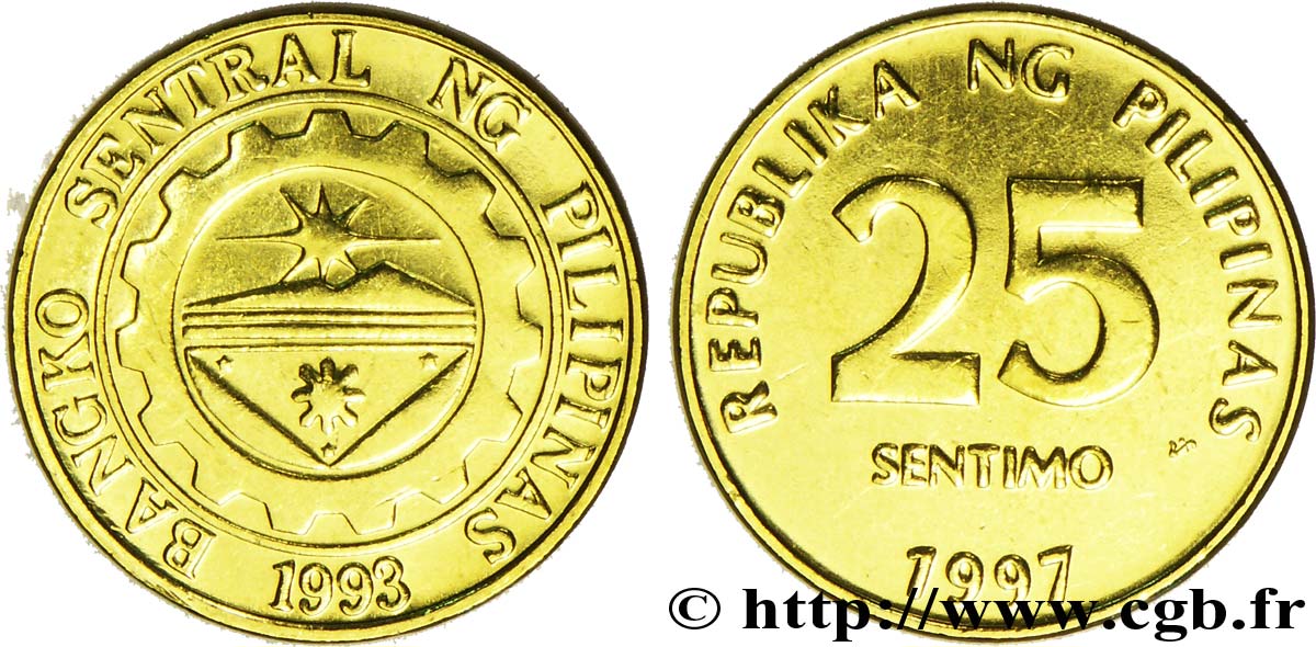 PHILIPPINES 25 Sentimos sceau de la Banque Centrale des Philippines 1997  SPL 