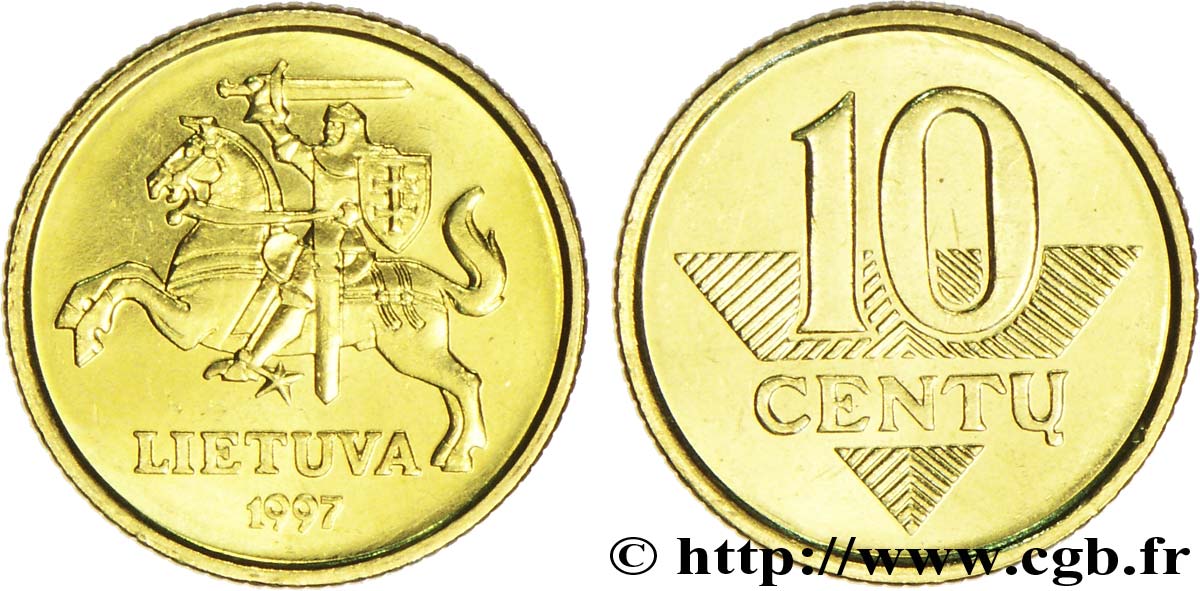 LITUANIE 10 Centu chevalier Vitis 1997  SPL 