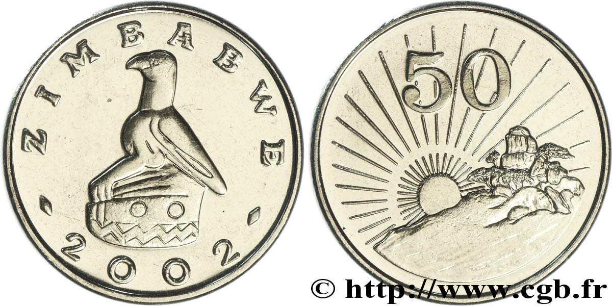 ZIMBABWE 50 Cents emblème à l’aigle 2002  MS 