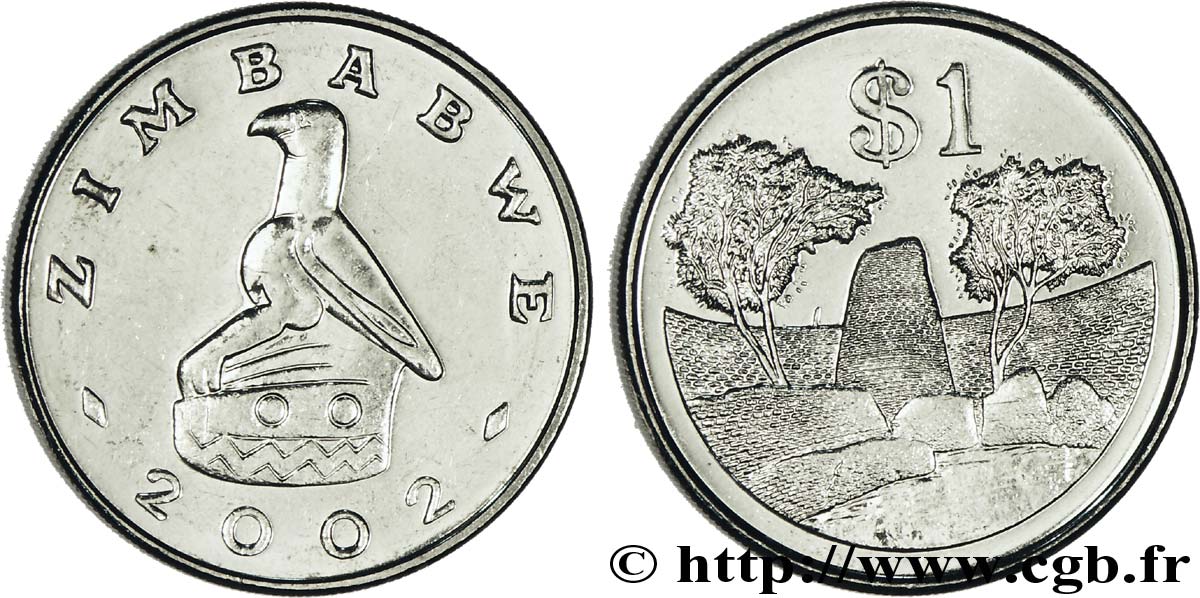 SIMBABWE 1 Dollar emblème à l’aigle 2002  fST 