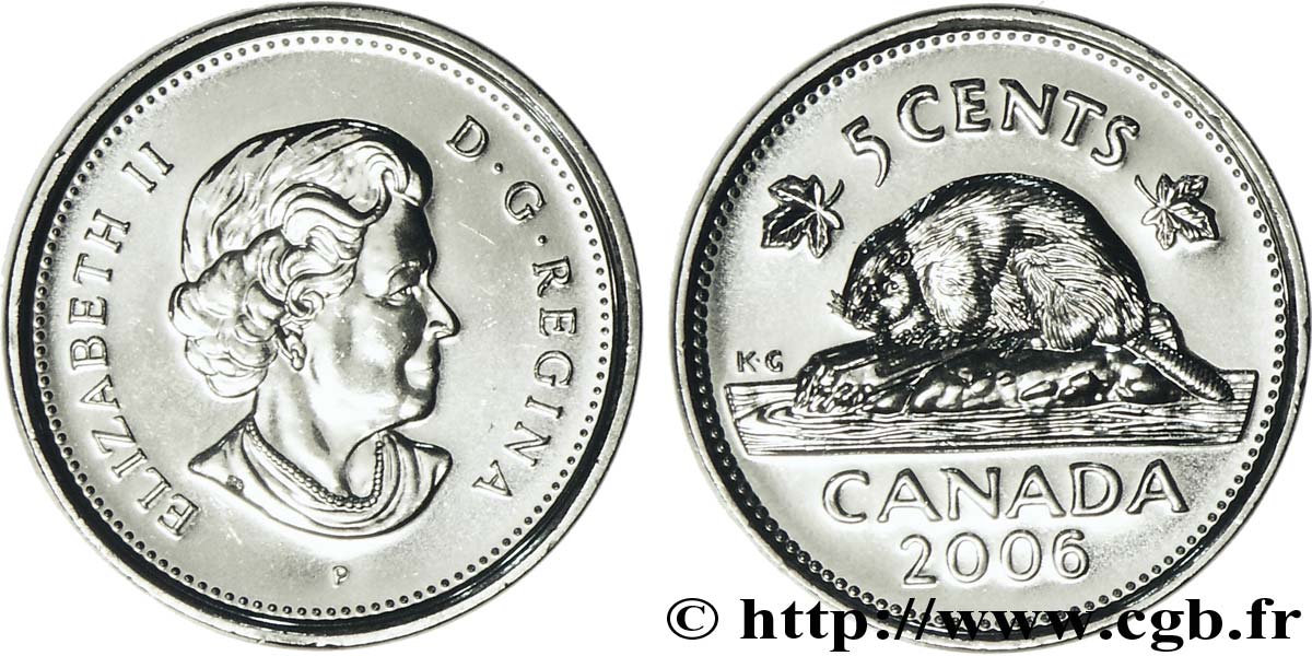 CANADA 5 Cents  Elisabeth II (nouvelle effigie) / castor 2006  SPL 