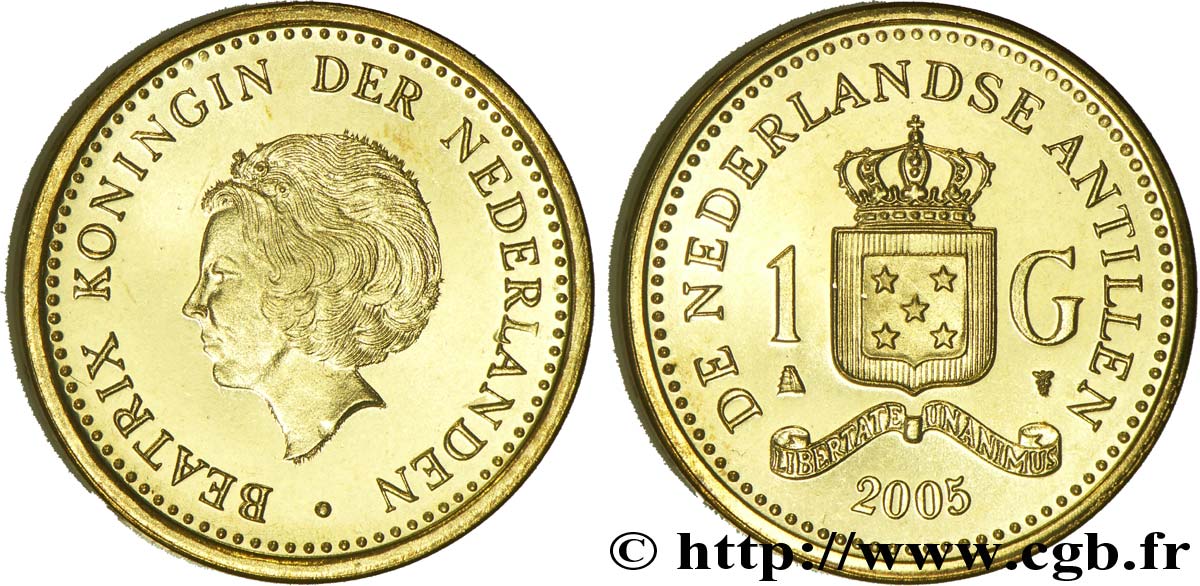 NETHERLANDS ANTILLES 1 Gulden Reine Beatrix des Pays Bas 2005 Utrecht SC 