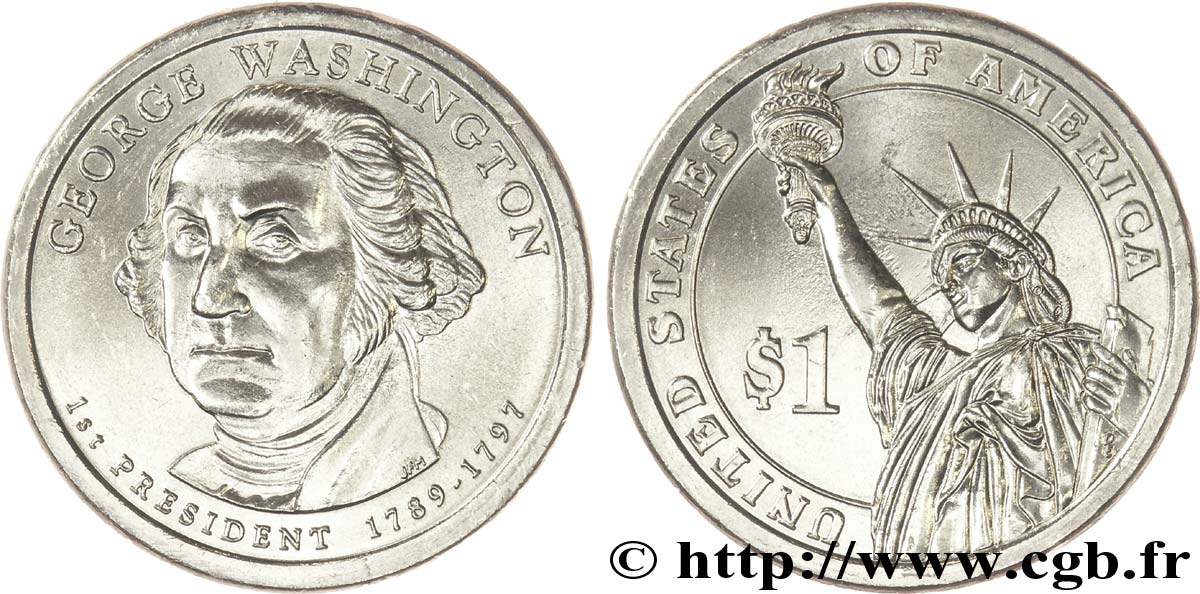 ÉTATS-UNIS D AMÉRIQUE 1 Dollar Présidentiel Georges Washington / statue de la liberté type tranche B 2007 Philadelphie - P SPL 
