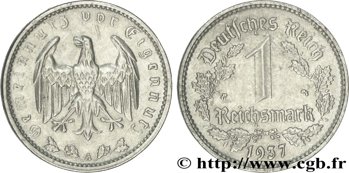 ALLEMAGNE 1 Reichsmark aigle 1937 Berlin SUP 