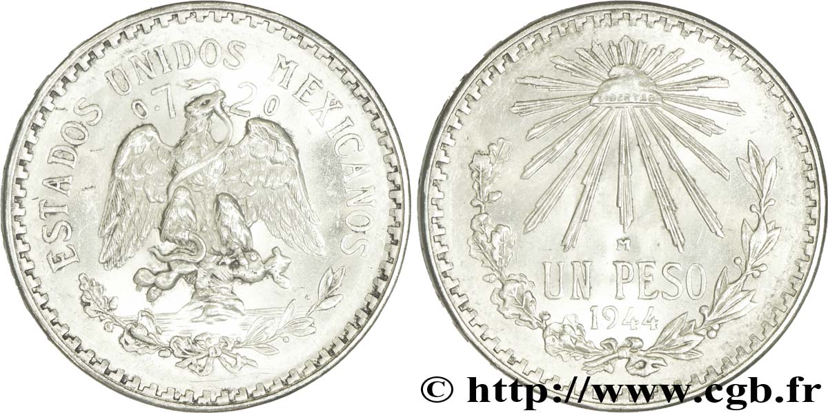 MEXIQUE 1 Peso 1944 Mexico SUP 