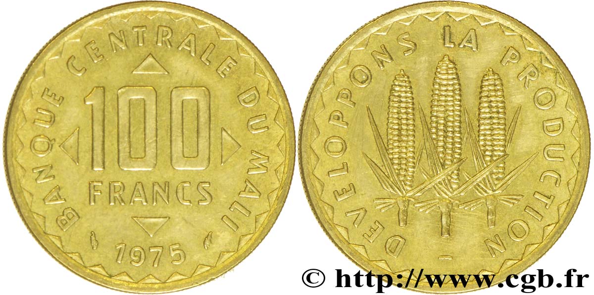 MALI 100 Francs épis de mais 1975 Paris TTB 