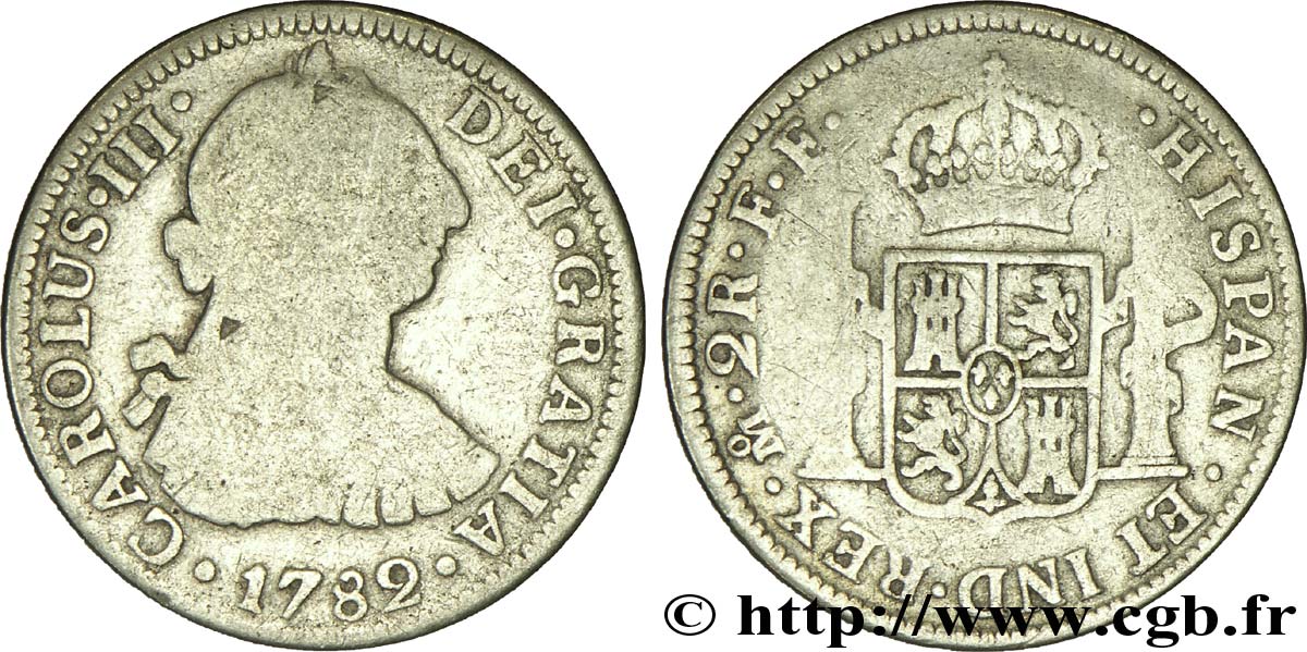 MEXIQUE 2 Reales Charles III 1782 Mexico TB 