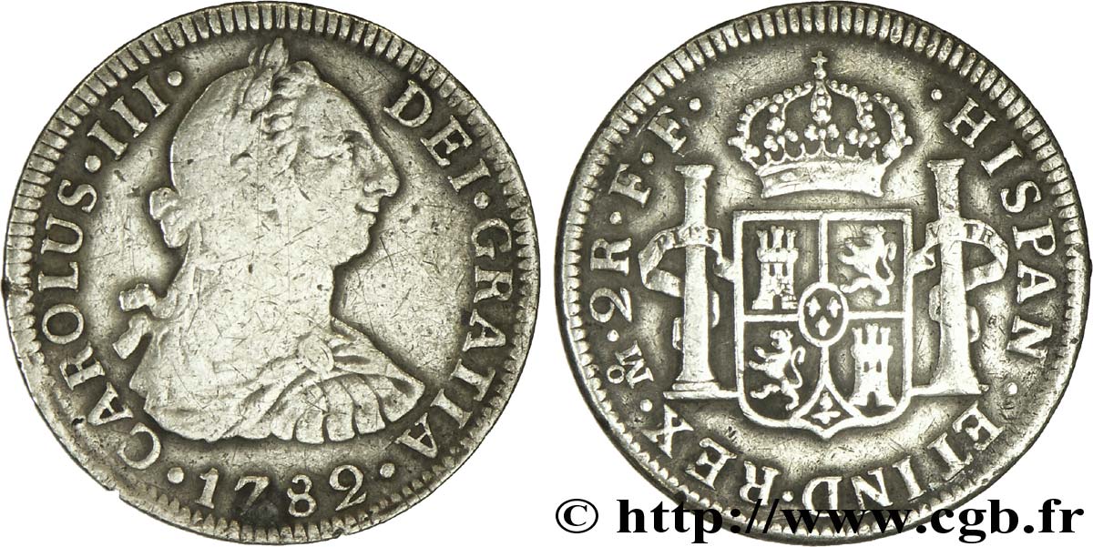 MEXIQUE 2 Reales Charles III 1782 Mexico TB+ 