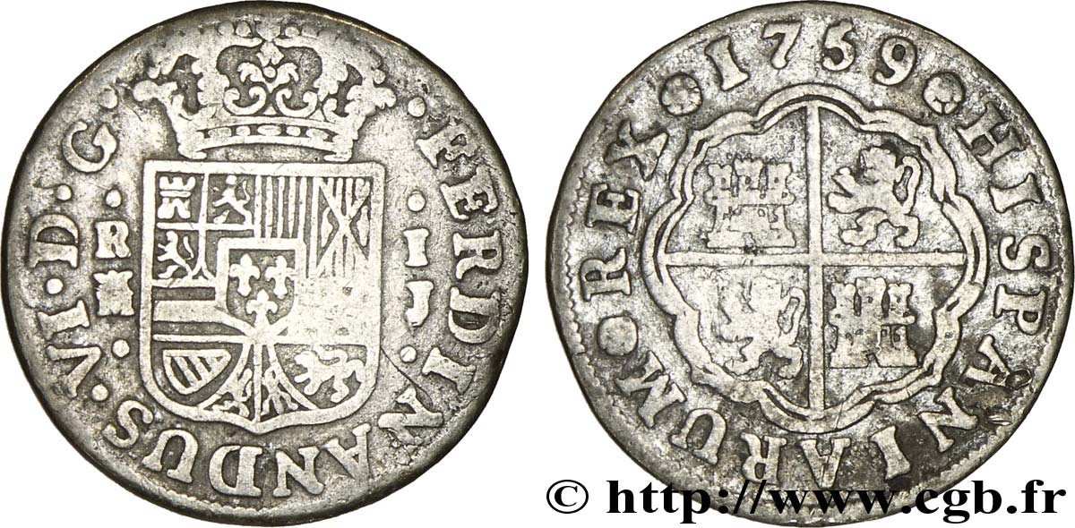 ESPAGNE 1 Real au nom de Ferdinand VI 1759 Madrid TTB 