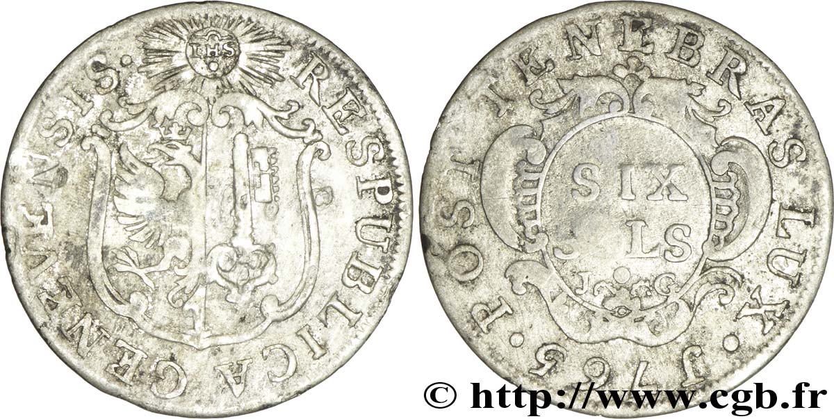 SCHWEIZ - REPUBLIK GENF 6 Sols République de Genève 1765 S