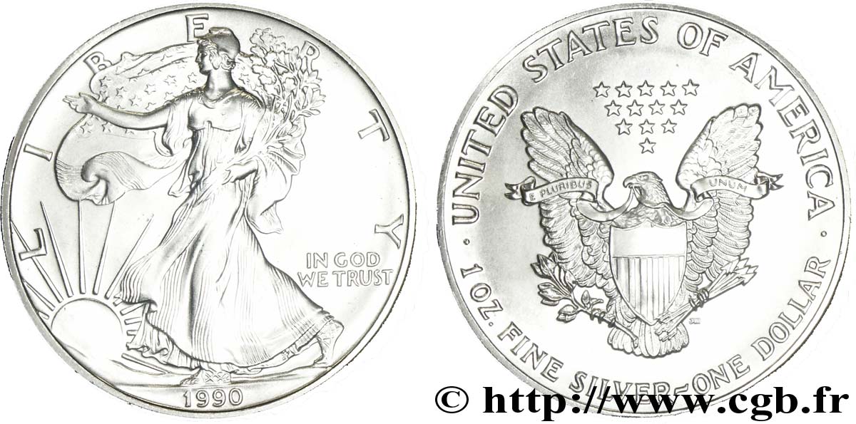 ÉTATS-UNIS D AMÉRIQUE 1 Dollar type Silver Eagle 1990 Philadelphie SPL 