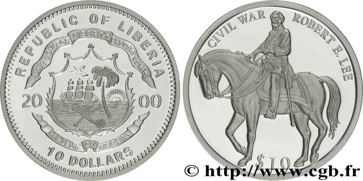 LIBERIA 10 Dollars BE armes / Général Robert E. Lee 2000  FDC 