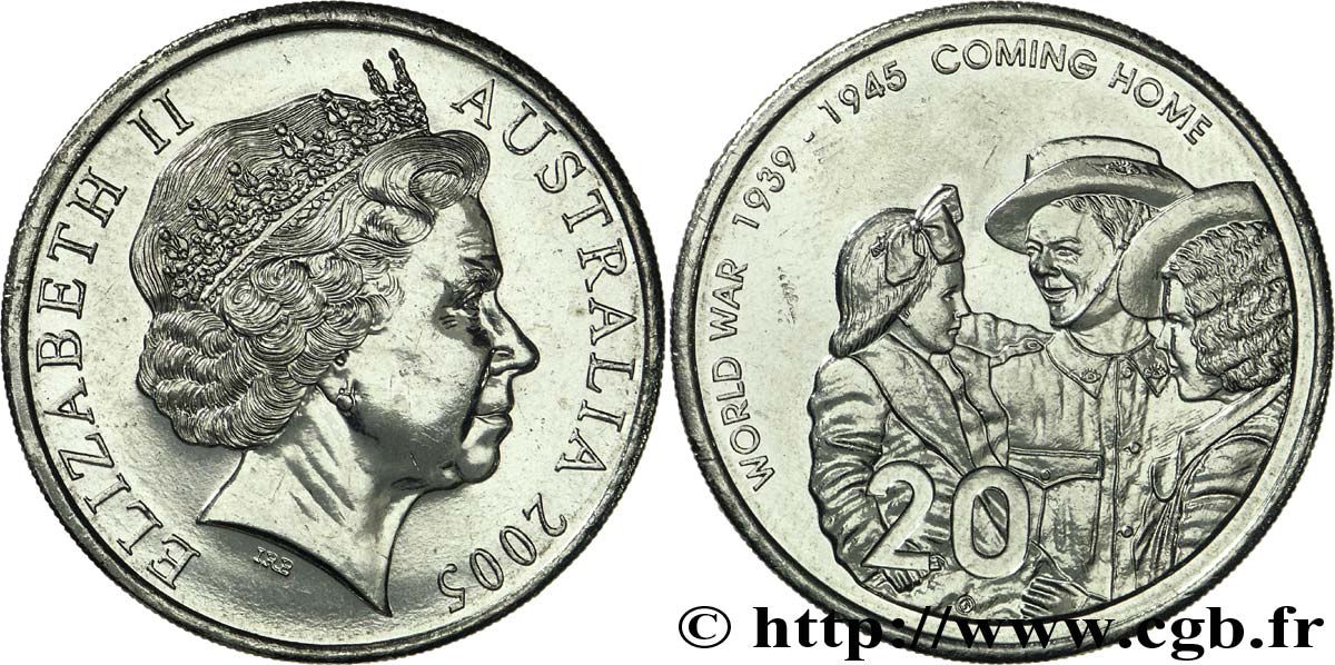 AUSTRALIE 20 Cents Elisabeth II / le retour du soldat 2005  SPL 
