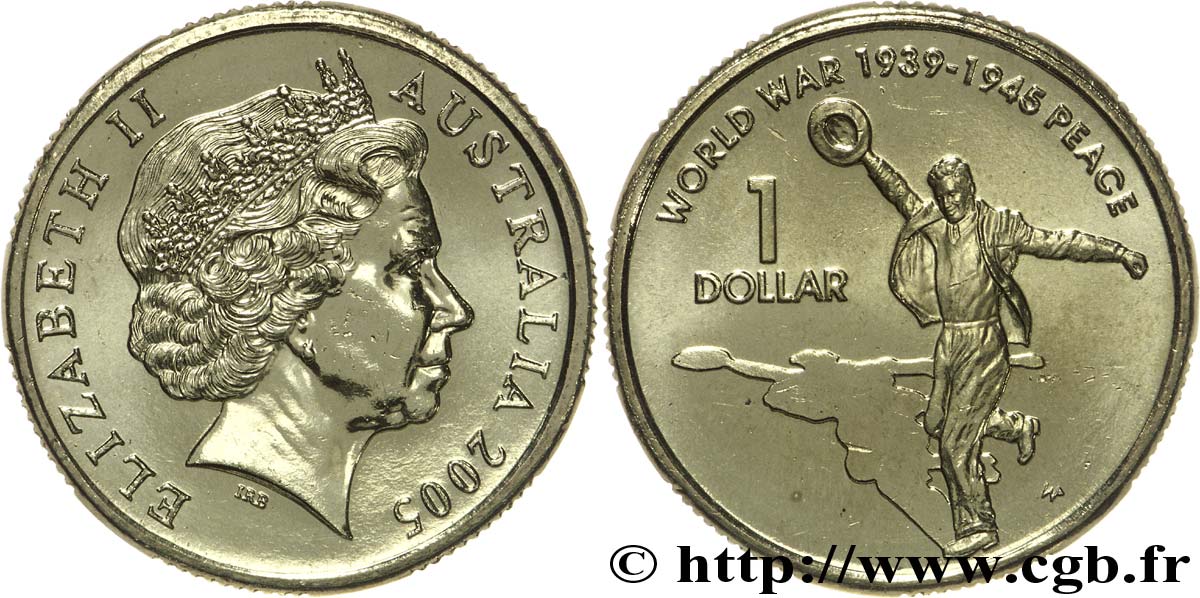 AUSTRALIE 1 Dollar Elisabeth II / 60e anniversaire de la seconde guerre mondiale 2005  SPL 