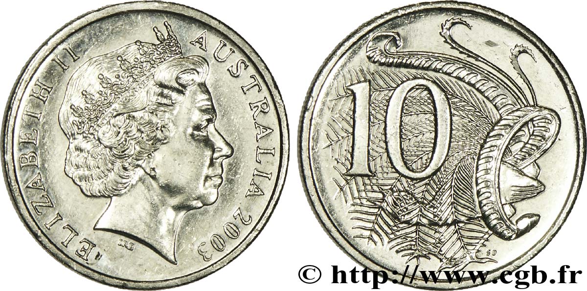 AUSTRALIE 10 Cents Elisabeth II / oiseau lyre 2003  SUP 