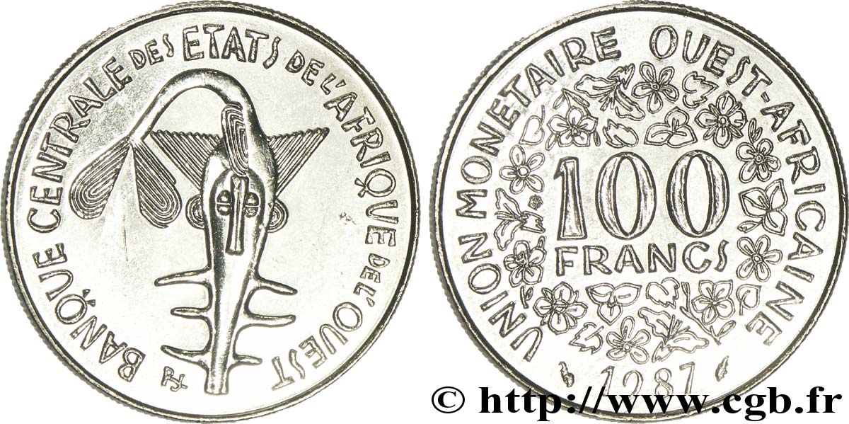 STATI DI L  AFRICA DE L  OVEST 100 Francs BCEAO 1987 Paris SPL 