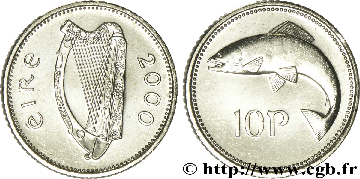 IRLANDE 10 Pence harpe / saumon 2000  SPL 