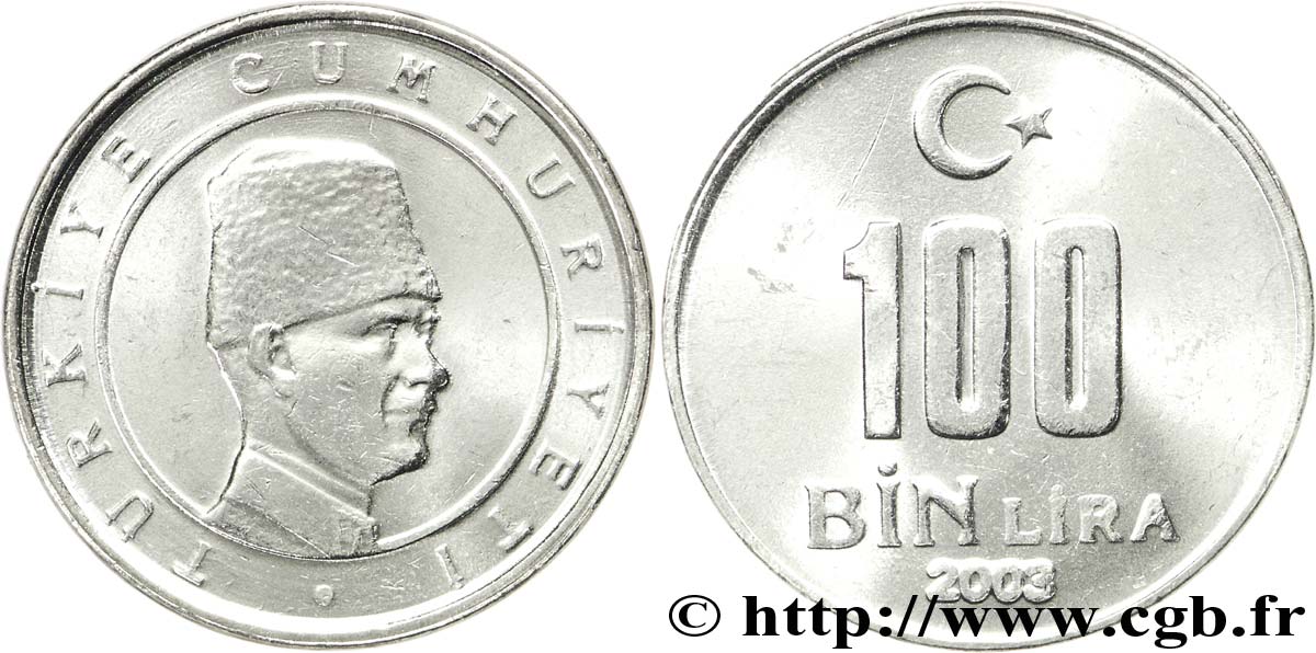 TURCHIA 100.000 Lira Kemal Ataturk 2003  MS 