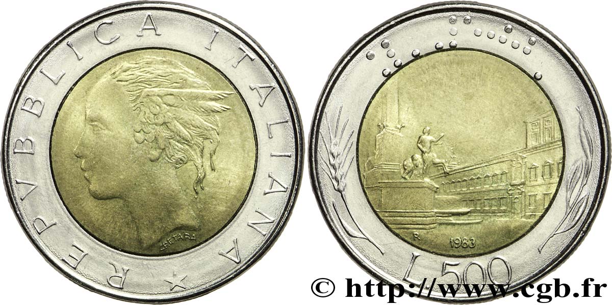 ITALY 500 Lire 1983 Rome - R AU 