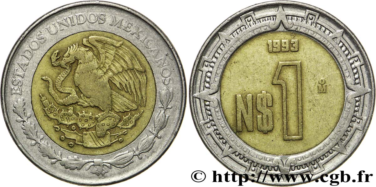 MEXIQUE 1 Nuevo Peso aigle 1993 Mexico TTB 