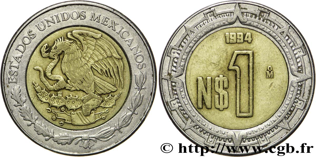 MEXIQUE 1 Nuevo Peso aigle 1994 Mexico TTB 