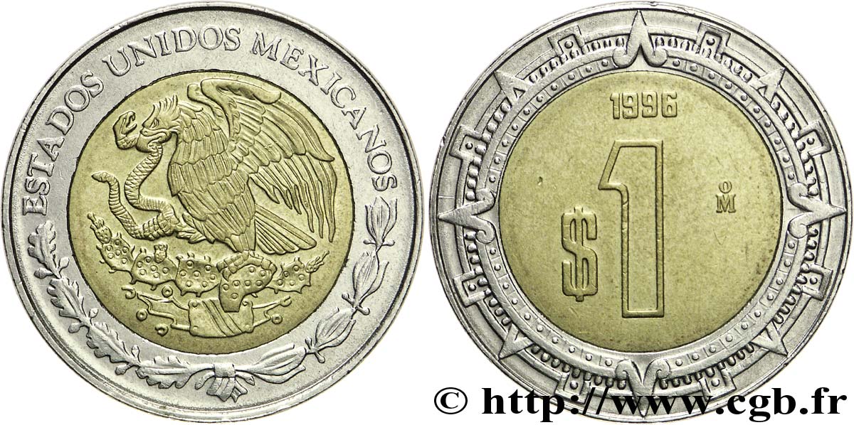 MEXIQUE 1 Peso aigle 1996 Mexico SUP 