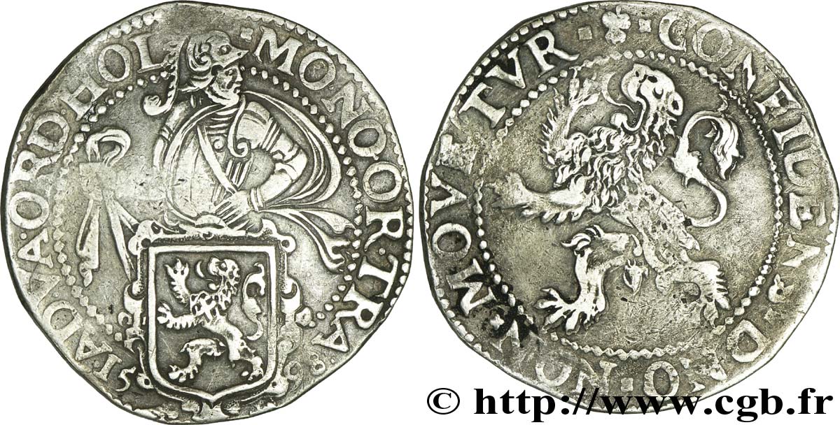 PAYS-BAS - PROVINCES-UNIES 1 Daldre ou écu au lion pour la Hollande 1598 Dordrecht TTB 