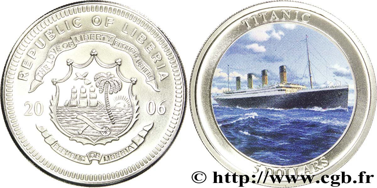 LIBERIA 5 Dollars BE armes / paquebot Titanic 2006  FDC 