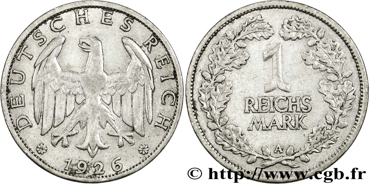 GERMANY 1 Reichsmark aigle héraldique 1926 Berlin VF 